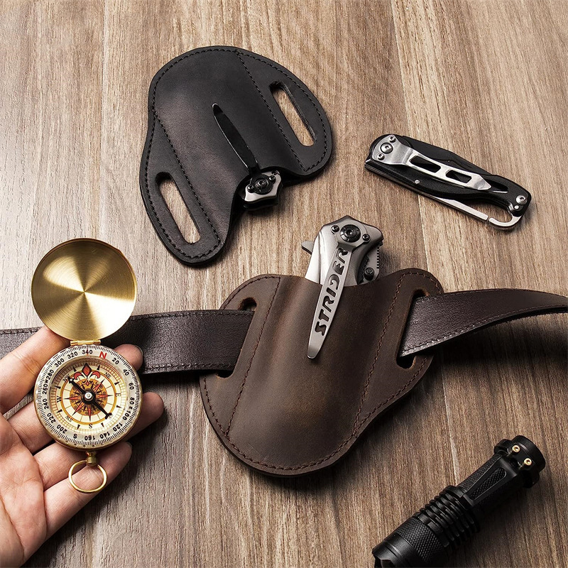 Edc Carry Belt - Echt lederen tas voor zakmeshouder Vintage
