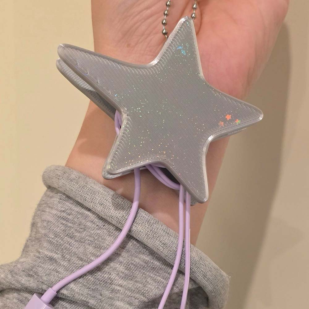 Cable Winder Keychain - Y2K-stijl 3D-ster kabelhouder, draagbare oordopjes-opwinderclip, schattige